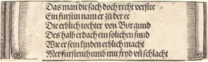 Gedruckter Text für Die Verlobung von Maximilian mit Maria von Burgund, 1515