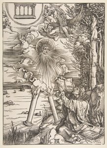Johannes verschlingt das Buch, aus "Die Apokalypse" von Albrecht Dürer