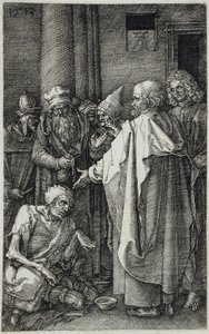 Die Heiligen Petrus und Johannes heilen einen Gelähmten am Tempeltor von Albrecht Dürer