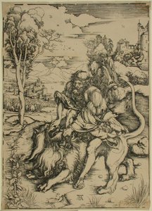 Samson kämpft mit dem Löwen von Albrecht Dürer