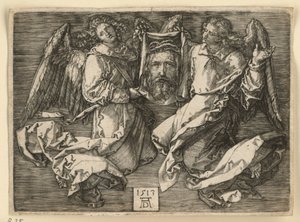 Schweißtuch der Veronika, von zwei Engeln gehalten von Albrecht Dürer