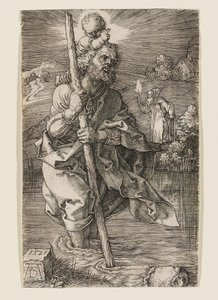 Der heilige Christophorus mit nach rechts gewandtem Kopf