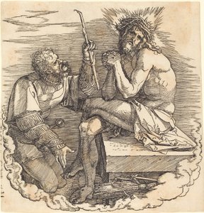 Der Mann der Schmerzen wird von einem Soldaten verspottet von Albrecht Dürer