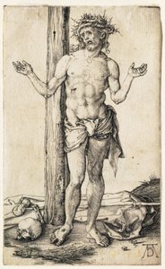 Der Mann der Schmerzen mit ausgestreckten Armen von Albrecht Dürer