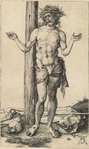 Der Mann der Schmerzen mit ausgestreckten Armen von Albrecht Dürer