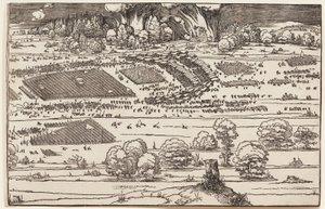 Die Belagerung einer Festung (nur rechte Seite, von 2 Blöcken) von Albrecht Dürer