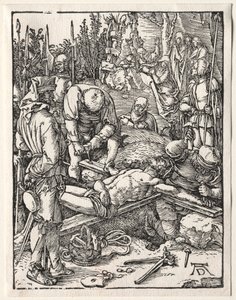 Die Kleine Passion: Christus wird ans Kreuz genagelt von Albrecht Dürer