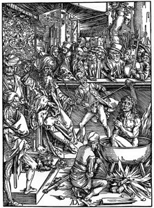 Die Folterung des heiligen Johannes des Evangelisten, 1498