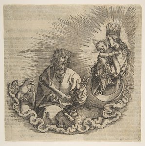 Die Jungfrau erscheint dem heiligen Johannes, Frontispiz zur Apokalypse, 1511 von Albrecht Dürer
