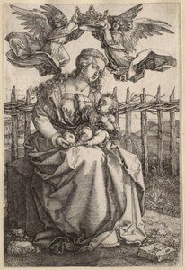 Die Jungfrau und das Kind von zwei Engeln gekrönt von Albrecht Dürer