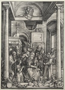 Die Jungfrau und das Kind umgeben von Heiligen und Engeln von Albrecht Dürer