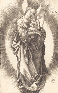 Die Jungfrau und das Kind auf einer Mondsichel mit einem Zepter und einer Sternenkrone, 1516