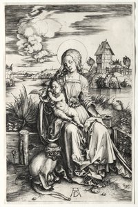 Die Jungfrau und das Kind mit einem Affen, um 1498 von Albrecht Dürer