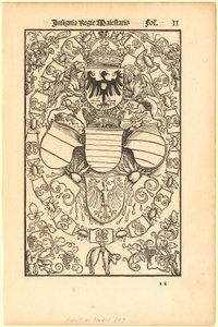 Wappen Maximilians I. als römischer König [recto]; Wappen des Florian Waldauf von Waldenstein [verso] von Albrecht Dürer