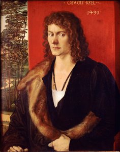 Porträt von Oswolt Krel. Gemälde von Albrecht Dürer (1499) München, Alte Pinakothek