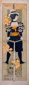 Salon Pedal - Werbung für eine Radrennbahn in Málaga (Spanien) - Lithographie von Alexandre de Riquer i Ynglada