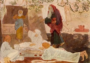 Drei Pilger besuchen Abraham, Mitte des 19. Jahrhunderts, 1965 von Aleksandr Ivanov