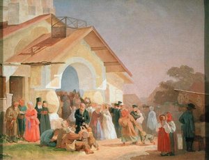 Kirchenausgang in Pskow