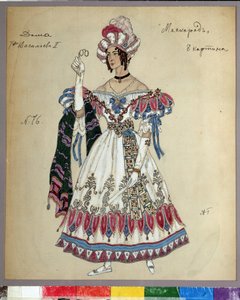 Kostümentwurf für das Stück Der Maskenball von Mikhail Lermontov von Aleksandr Jakovlevic Golovin