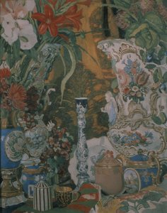 Stillleben. Blumen und Porzellan, 1912 von Aleksandr Jakovlevic Golovin