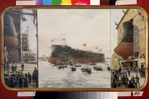 Der Stapellauf des Schlachtkreuzers Pamiat Azova