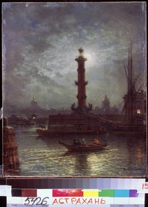 Mondschein über der Newa bei der Börse von Sankt Petersburg von Aleksei Petrovich Bogolyubov