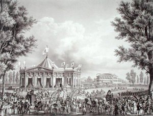 Prozession vor dem Pavillon zur Krönung von Ferdinand I. (1793-1875)