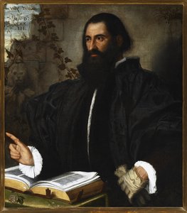 Porträt von Pietro Andrea Mattioli (Pierandrea Matthioli, Matthiole, Matthiolus (1501-1578), italienischer Arzt und Botaniker). Gemälde von Alessandro Bonvicino genannt il Moretto (1498-1554) von Alessandro Bonvicino Moretto