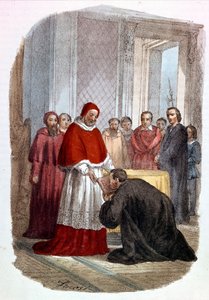 Clemens VII. (1478 - 1534, Jules de Medicis) akzeptiert die Widmung der „Istorie fiorentine“ von Niccolo Machiavelli