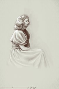 Eine junge Frau, die unter dem ersten Kaiserreich lebt, Anfang des 19. Jahrhunderts. Illustration von Alessandro Lonati, 2010