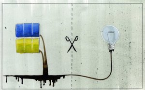 Allegorische Darstellung von sauberer Energie und fossilen Brennstoffen Illustration von Alessandro Lonati