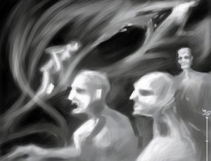 Fantastische Kreaturen: eine Gruppe von Spektren - Zeichnung von Alessandro Lonati von Alessandro Lonati