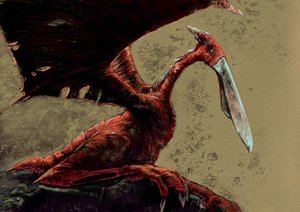 Fantastische Monster und Kreaturen, Kryptozoologie: Darstellung eines Kongamato, einer fliegenden pterosaurierähnlichen Kreatur, die in den Jiundu-Sümpfen des Mwinilunga-Distrikts in Westsambia gesehen worden sein soll - Zeichnung von Alessandro Lonati, 20