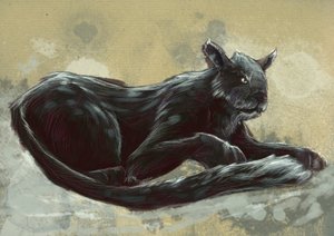 Fantastische Monster und Kreaturen, Kryptozoologie: Darstellung der Bestie von Exmoor, gesehen in Devon und Somerset, England - Zeichnung von Alessandro Lonati, 2012