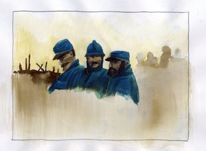 Erster Weltkrieg: Französische Soldaten während des Ersten Weltkriegs Farbdarstellung von Alessandro Lonati von Alessandro Lonati