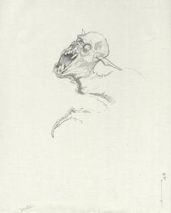 Legendäre Kreatur: Chupacabra, südamerikanischer Vampir Zeichnung von Alessandro Lonati
