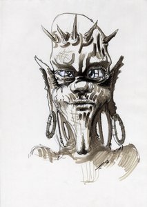 Legendäres Monster für Fantasy-Illustration: Gesicht einer Stammeskreatur oder eines Trolls von Alessandro Lonati