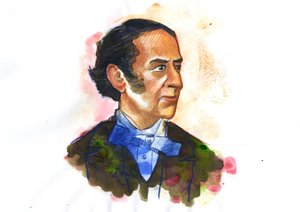 Porträt von Claude-Henri de Rouvroy, Comte de Saint-Simon (1760-1825), Philosoph und Ökonom - Illustration von Alessandro Lonati von Alessandro Lonati
