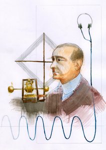 Porträt von Guglielmo Marconi (1874-1937), italienischer Physiker, Erfinder des Telegraphen
