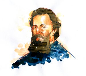 Porträt von Herman Melville (1819-1891), Essayist, Romanautor und amerikanischer Dichter von Alessandro Lonati
