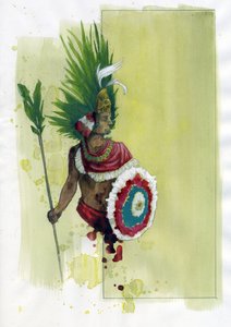 Porträt von Moctezuma II (1466-1520), aztekischer Kaiser - Illustration von Alessandro Lonati von Alessandro Lonati