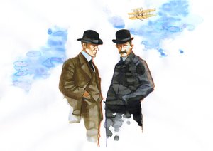 Porträt von Orville (1871-1948) und Wilbur Wright (1867-1912) amerikanische Luftfahrtpioniere