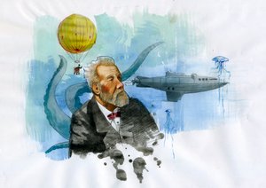 Porträt des französischen Schriftstellers Jules Verne (1828-1905) - Illustration von Alessandro Lonati von Alessandro Lonati