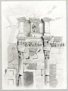 Ruinen der Römerzeit in Rom, Forum (foro romano). Zeichnung von Alessandro Lonati.