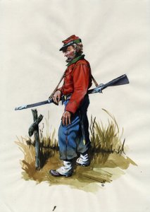 Zweites Kaiserreich (1852-1870): Italienische Einigung (Risorgimento), Freiwilliger der Garibaldi-Armee, bekannt als „Rothemden“-Kämpfer für die Sache von Giuseppe Garibaldi (1807-1882) in Italien von Alessandro Lonati