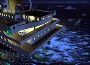 Ansicht des transatlantischen Liners Titanic zum Zeitpunkt des Untergangs am 14. und 15. April 1912. Illustration von Alessandro Lonati, 2010 von Alessandro Lonati