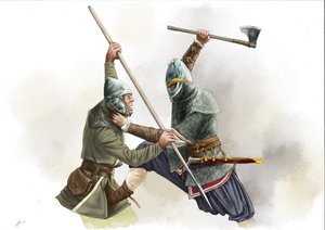 Wikingerkrieger im Kampf
