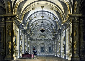 Bühnenbild von Sanquirico für die Oper „Anna Bolena“ von Gaetano Donizetti (1797-1848), aufgeführt im Teatro Carcano in Mailand