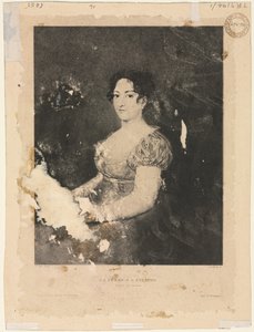 Die Frau mit dem Fächer, nach Goya (verso) von Alexander Claude Louis Lavalley