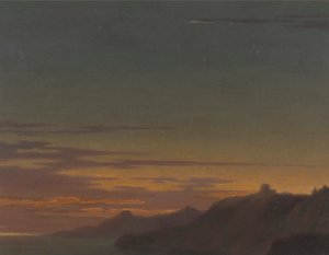 Ende des Tages: Sonnenuntergang an der Küste von Alexander Cozens